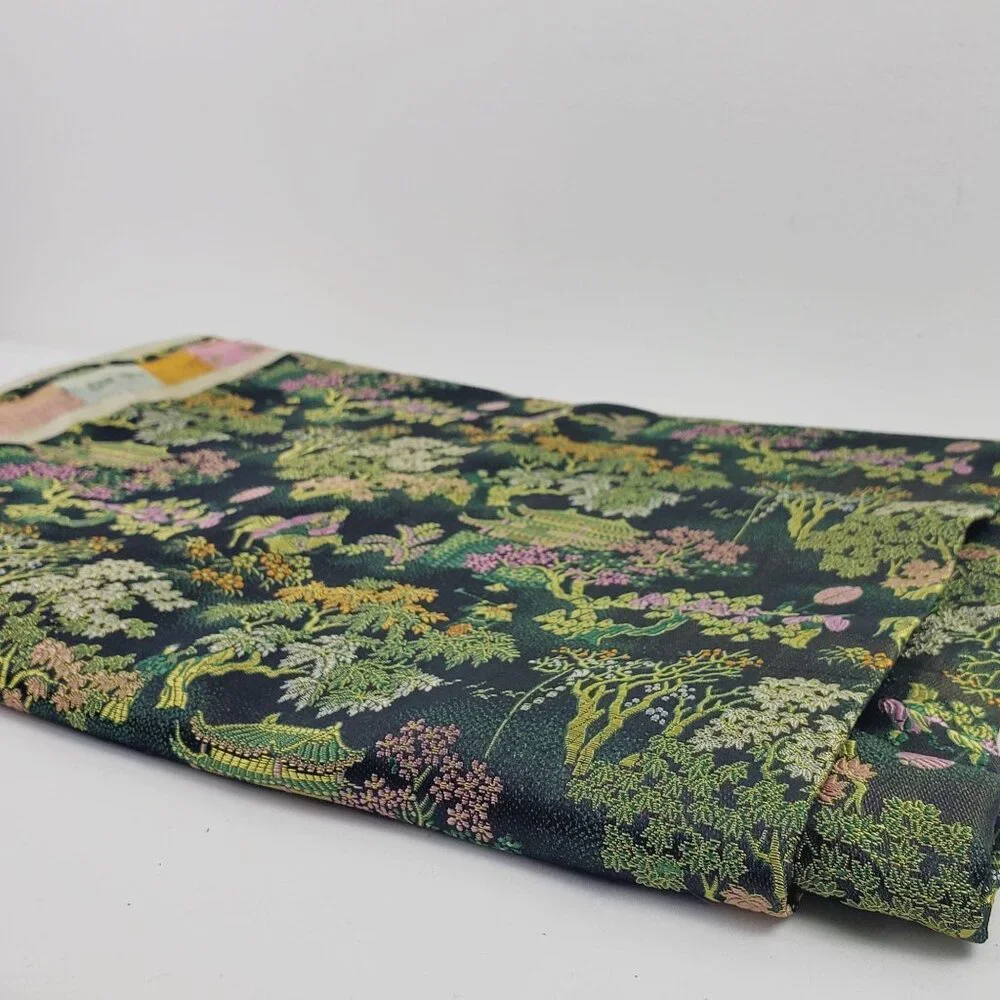 Vtg 100% Silk Brocade Jacquard Fabric By Yard - Picture 1 of 6